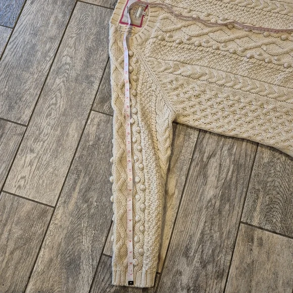 NEXT Cream Wool Blend Cable Knit Bobble Sweater Tunic Dress Large Cottagecore - Picture 7 of 9